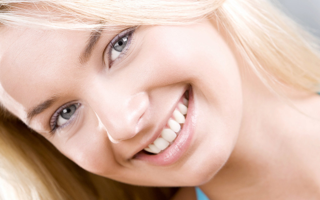 blonde woman smiling